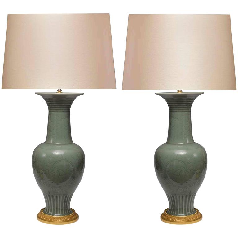 Pair Of Celadon Porcelain Lamps For At 1stdibs Pair Of Celadon Glazed Porcelain Lamps