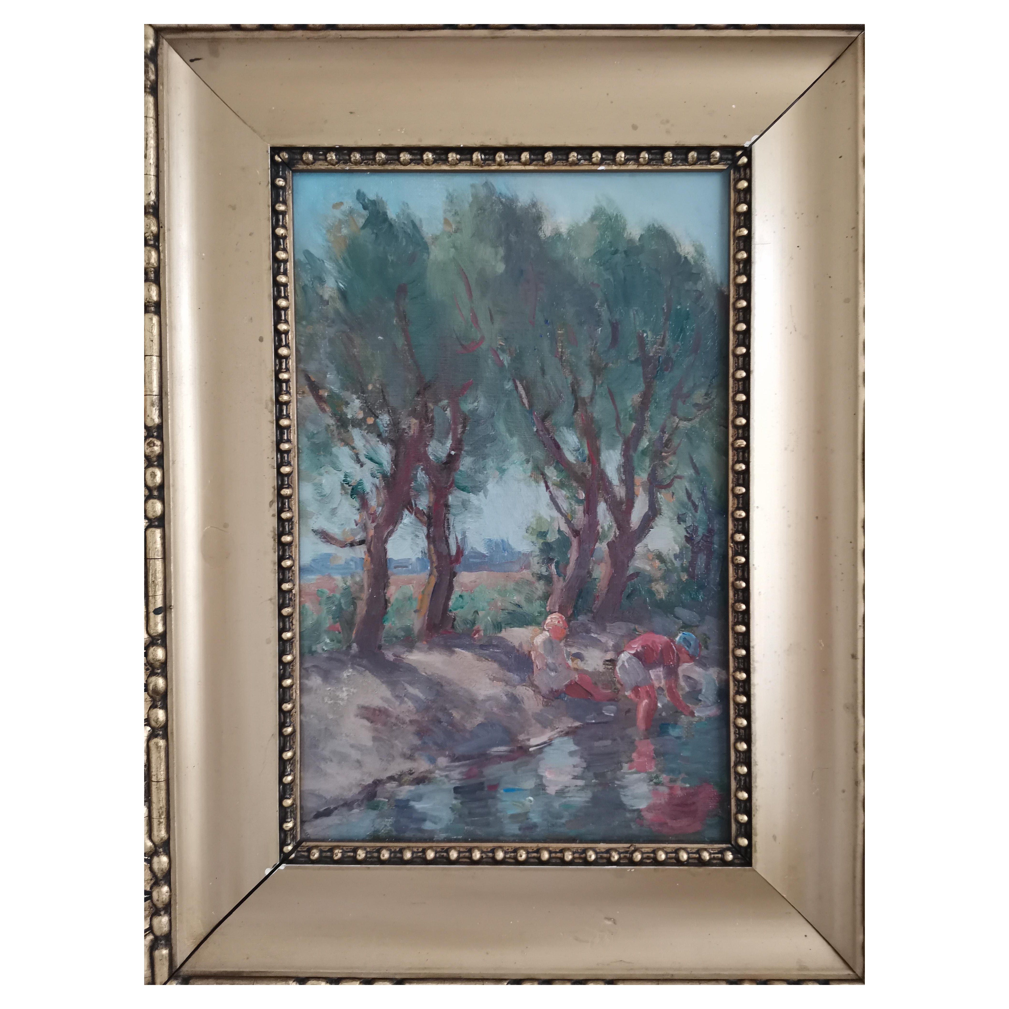 Dutch Landscape 1930s Oil on Canvas