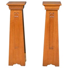 Pair of Stylish Arts and Crafts Pedestals in Oak