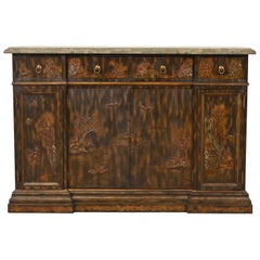 Maitland Smith Hollywood Regency Chinoiserie Marble Top Sideboard or Bar Cabinet