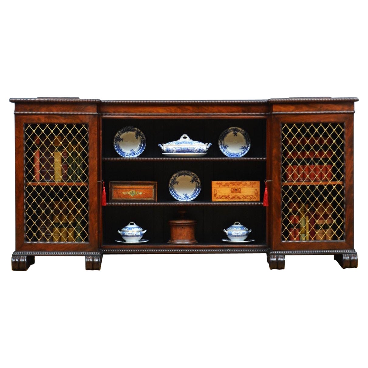 Libreria o credenza in mogano della Reggenza inglese alla maniera di Gillows