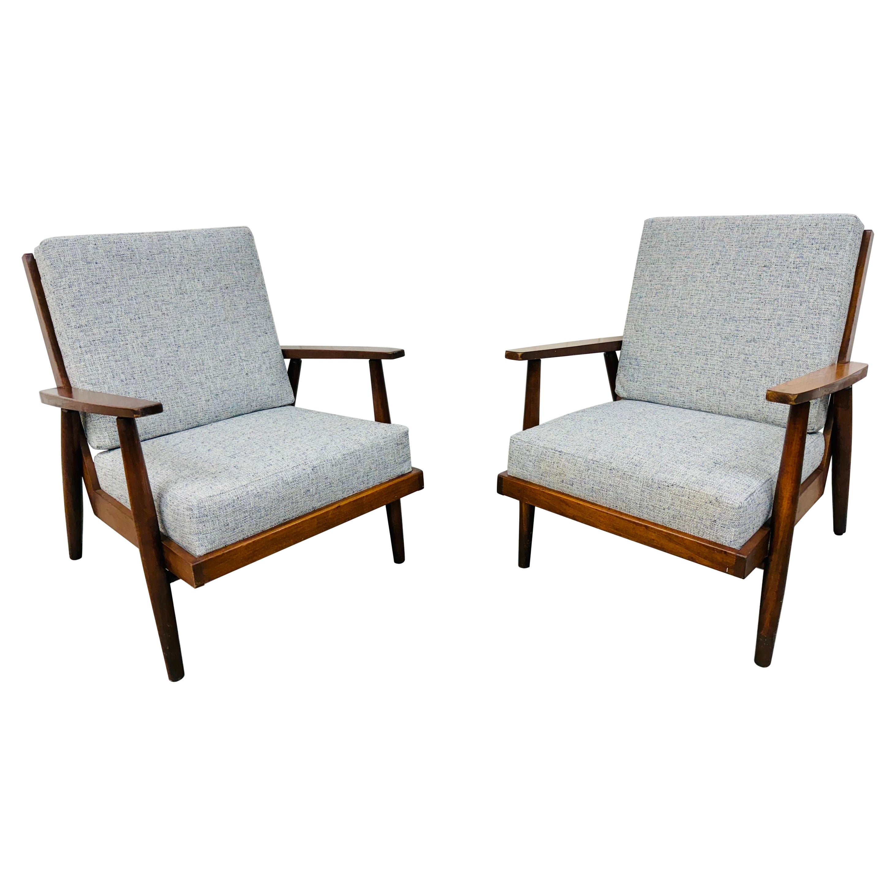 Mid-Century Modern Walnut Lounge Chairs - Set of 2