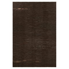 Kilim d'epoca oversize nei toni del marrone cioccolato e a righe attenuate  Rug & Kilim