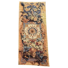 Early 20th Century French Woven Wall Tapestry with Birds, Florals & Squirrels