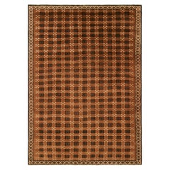 Tapis turc vintage à motifs géométriques beige-brun et noir  Rug & Kilim