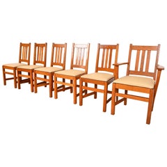 Limbert Antique Mission Oak Arts & Crafts Dining Chairs, Set of Six