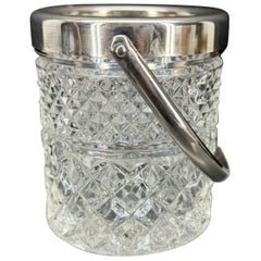 Cubitera inglesa de cristal y chapado de mediados de siglo