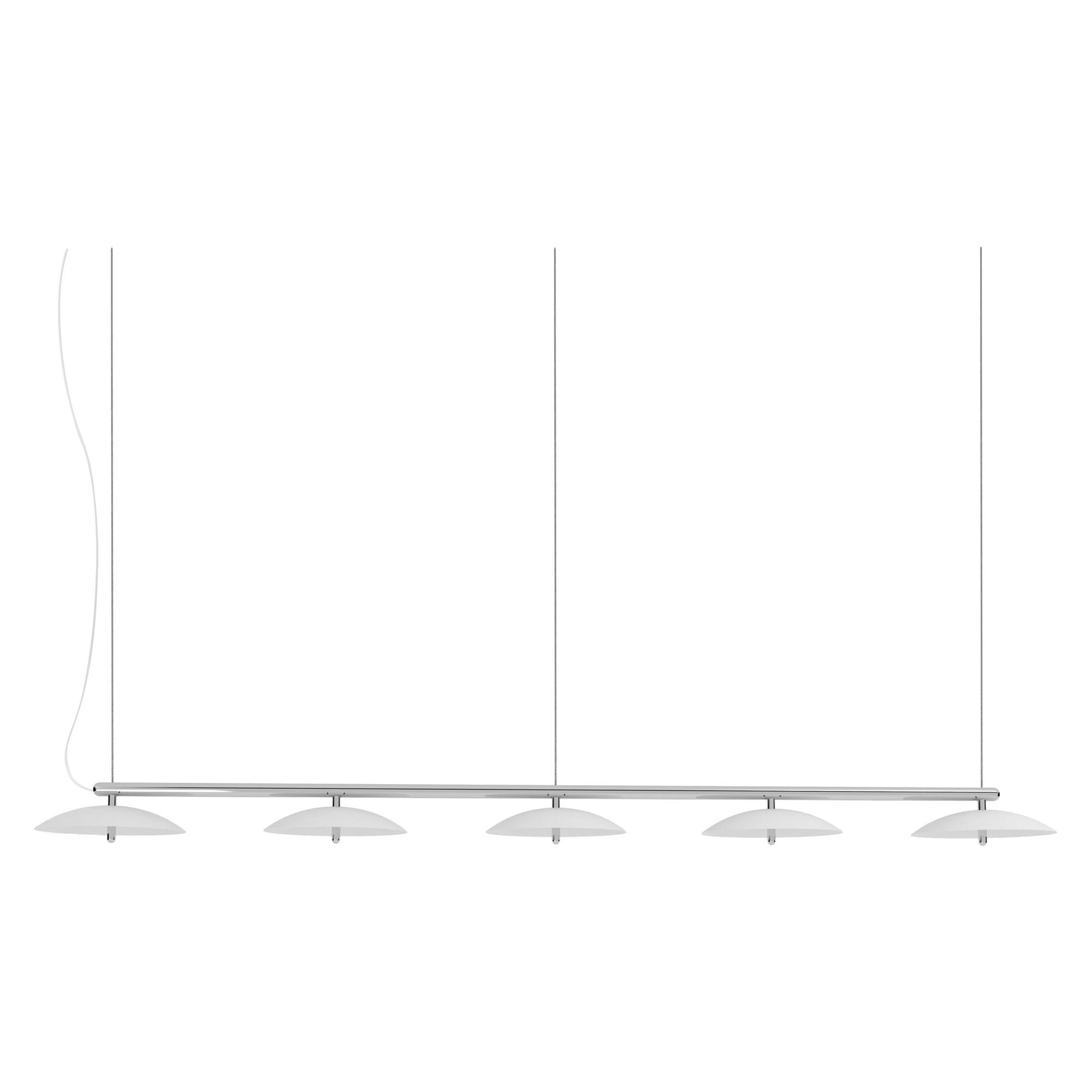 Signal Linear Pendelleuchte, von Souda, Extra lang, Weiß & Nickel, auf Bestellung gefertigt