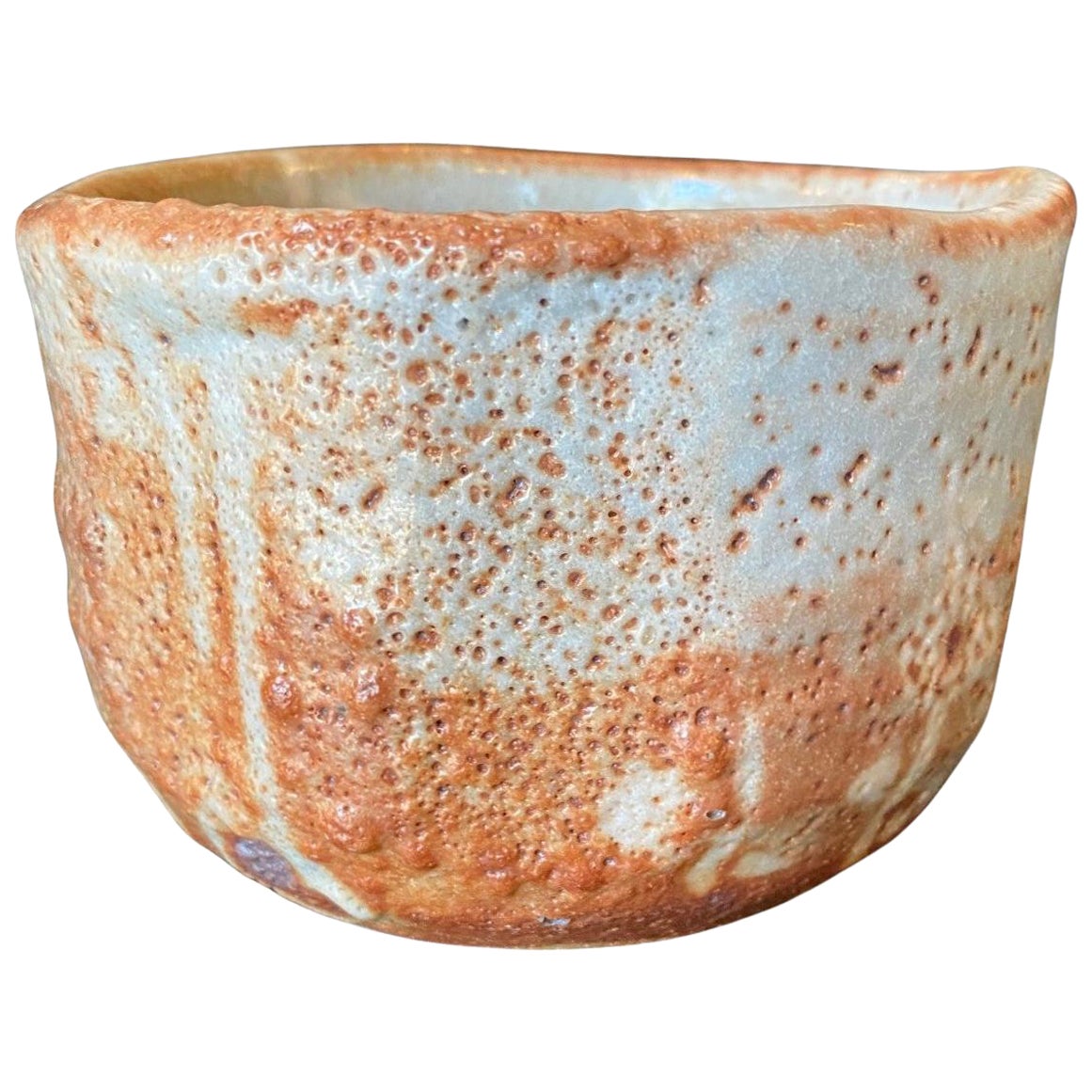 Japanische asiatische antike Shino Yaki Ware Studio Pottery Wabi-Sabi Chawan-Teeschale aus Japan
