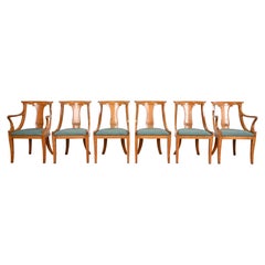 Baker Furniture Regency Klismos Cherry Wood Dining Chairs, Set of Six