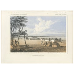 Historic View of Chemakane Mission with Indigenous and Mission Life Scene, 1856