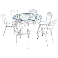 Iron Garden Furniture Set Round Table and Six Chairs