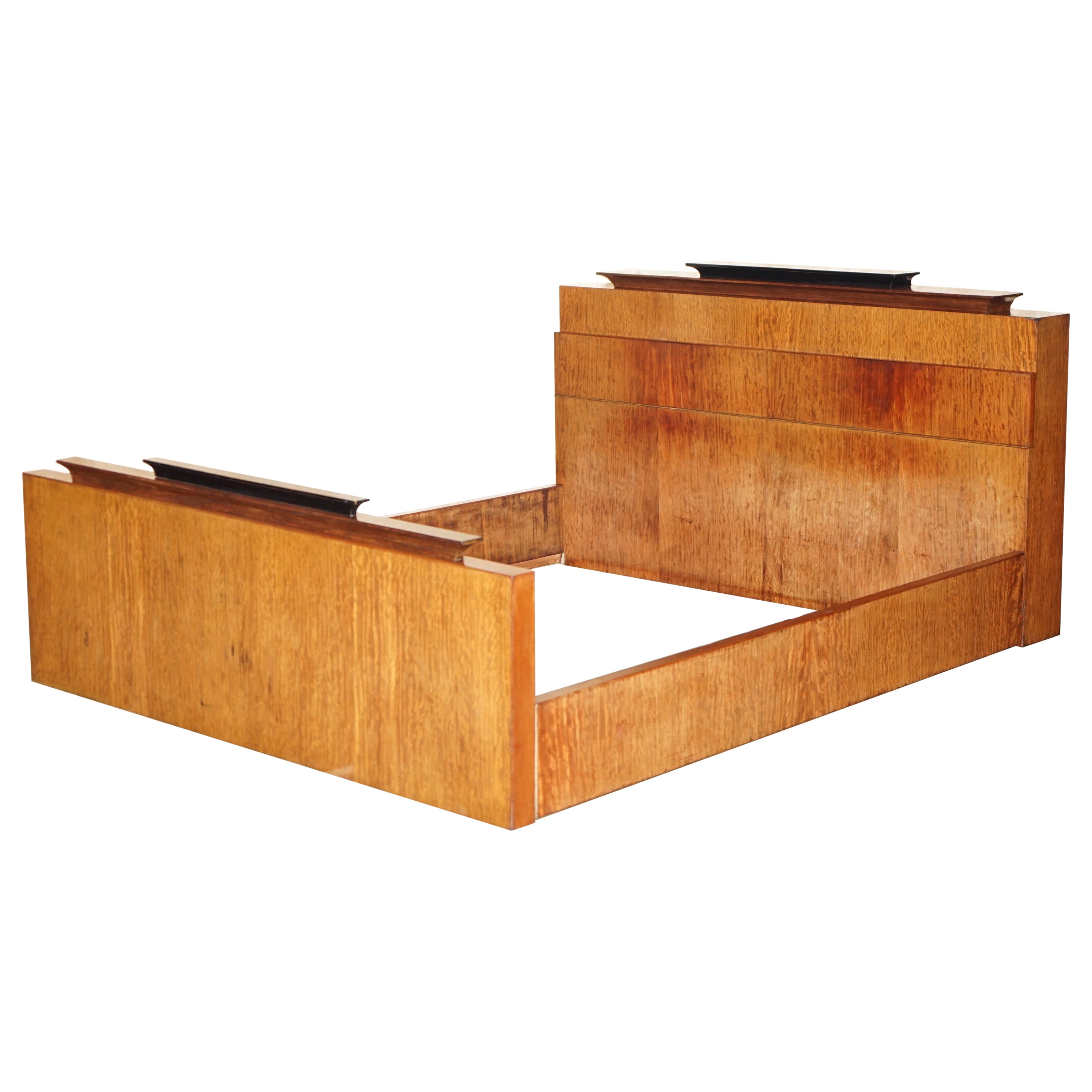 ORIGINAL ANTIQUE ART DECO CIRCA 1920'S EXTRA LARGE BED FRAME WITH HiDDEN STORAGE For Sale