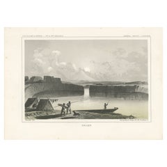 Una veduta litografica della vita indigena lungo il fiume Columbia nel 1856 circa