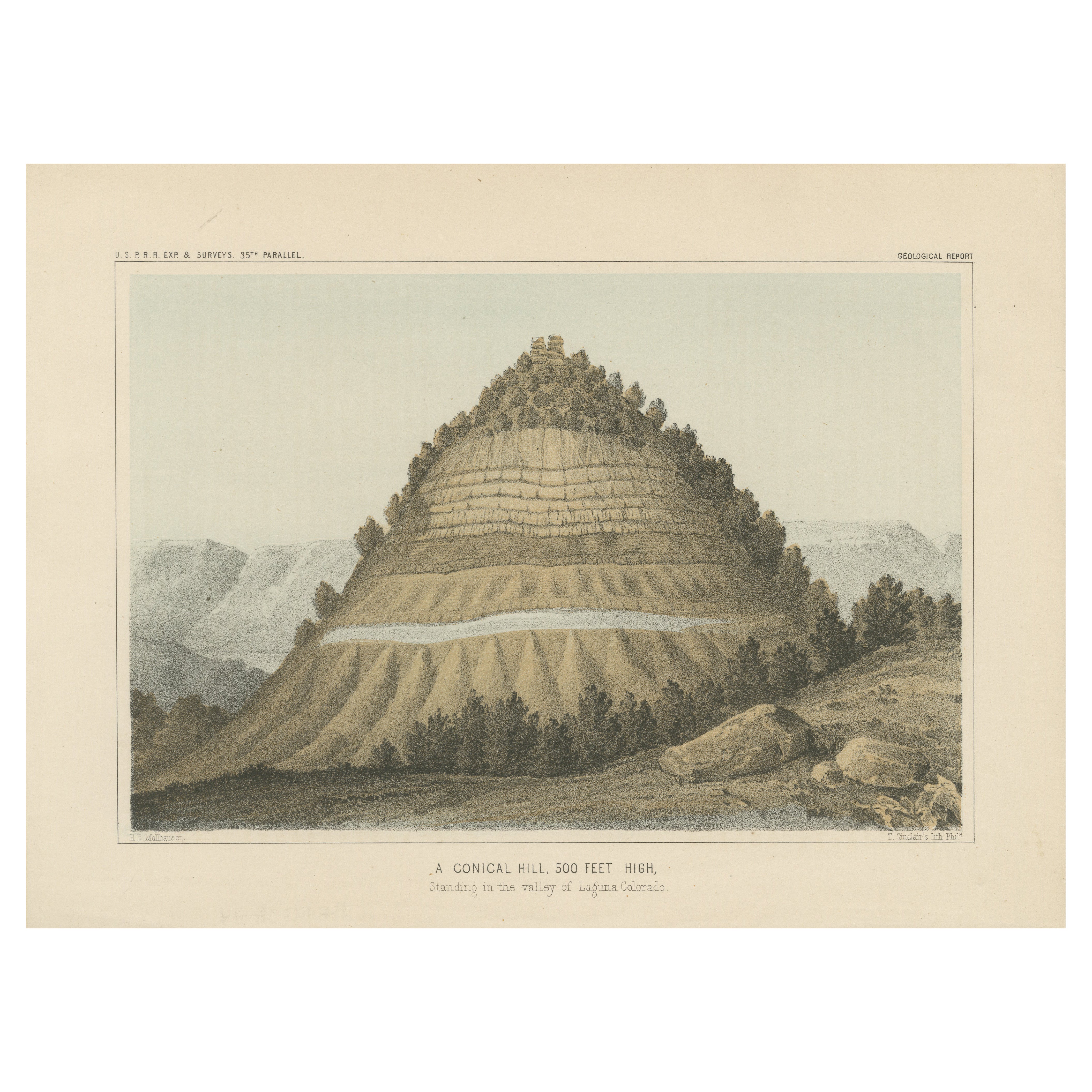 Illustrazione geologica di una collina conica nella Valle di Laguna Colorado