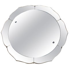 EXQUISITE ART DECO CIRCA 1920'S BUTLERS CONVEX WALL MIRROR WiTH PETAL BORDER