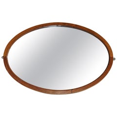 SUBLIME 1920'S ART DECO MERCURY PLATE VENETiAN HARDWOOD FRAMED OVAL MIRROR