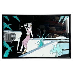 Art Deco Framed Acrylic Art Work “At Last” 1991