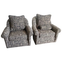 Paire de chaises longues postmodernes en bronze et noir avec coussins