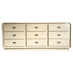 Postmodern Beige Lacquer Laminate Waterfall Dresser