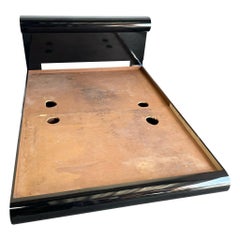Postmoderne Noir Stratifié Stratifié Bullnose Cadre de Lit Plateforme Queen Size