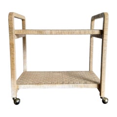 Carrello da bar/tea in vimini intrecciato biondo Boho Chic