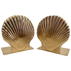 Vintage Brass Clam Shell Seashell Bookends