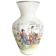 Vaso in vetro satinato Vintage Italian Chinoiserie