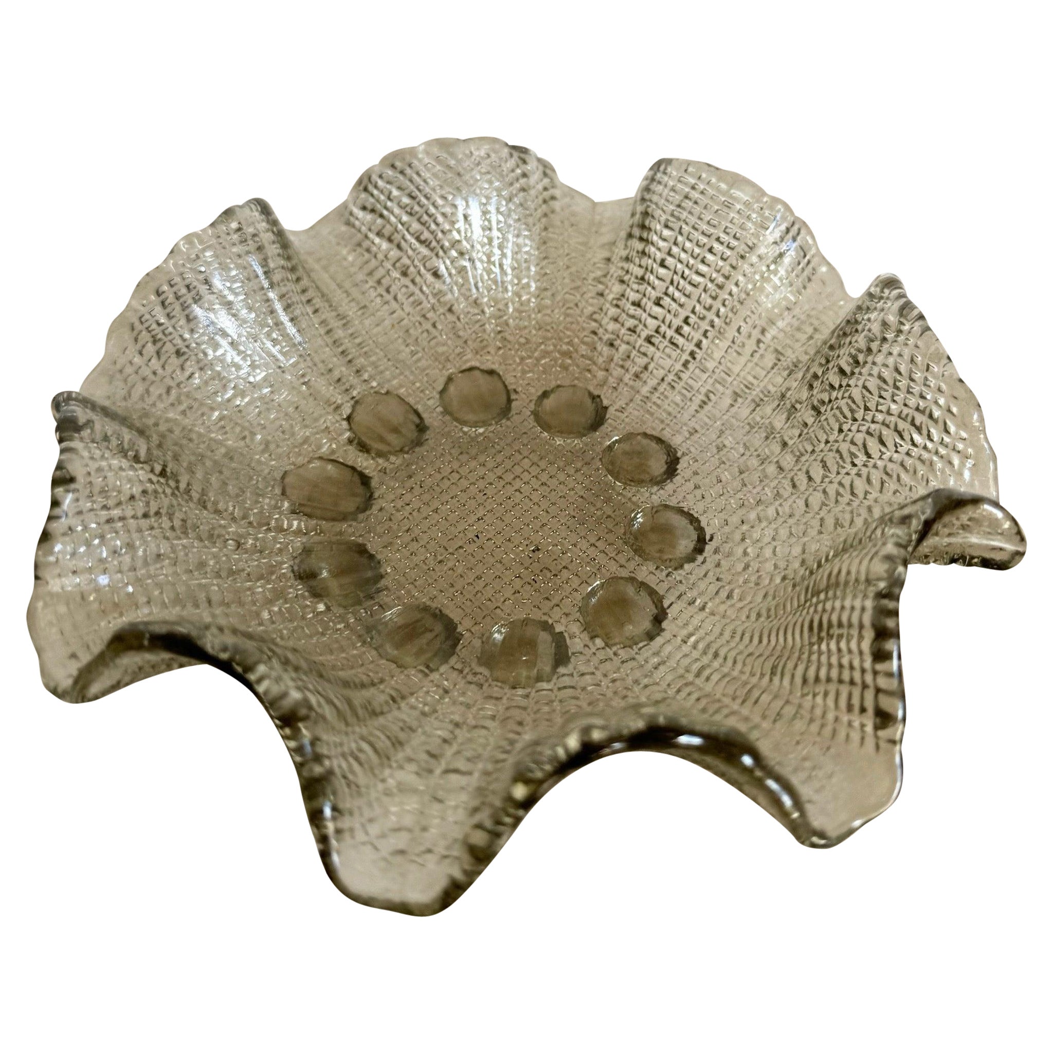 Plato/Recogedor vintage de cristal ahumado
