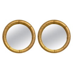 Pair Round Gold Gilt Mirrors