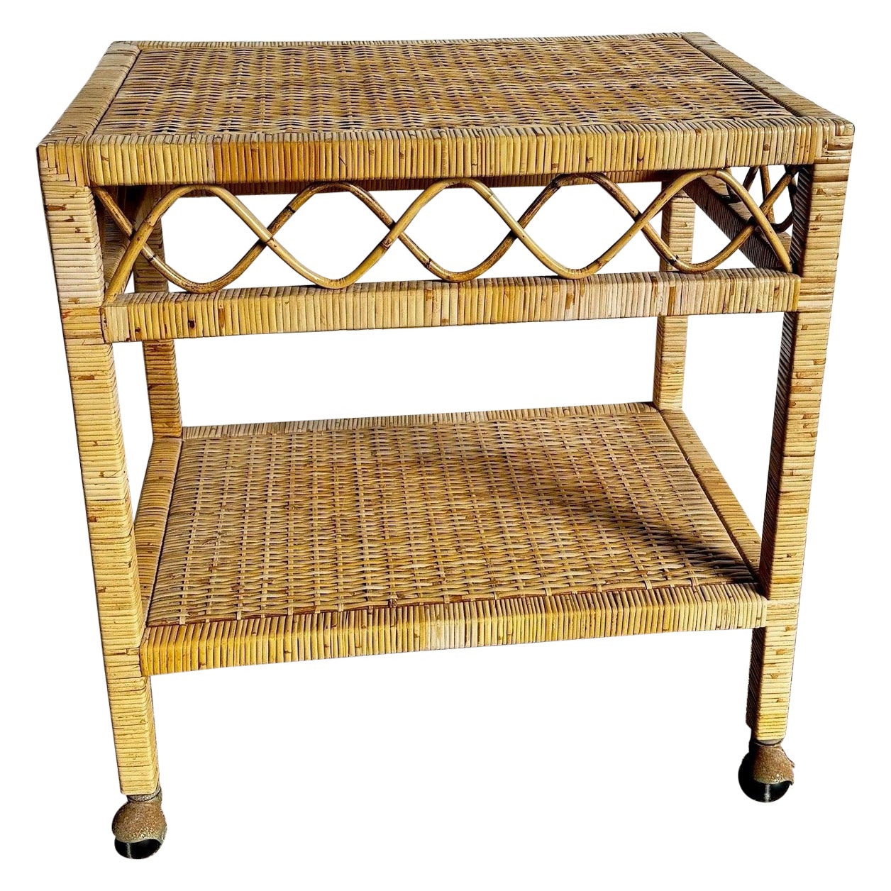 Boho Chic Wicker Two Tier Cart