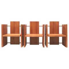 3x Very rare Modernist Brutalist armchair designed by architect Fritz Zeiger