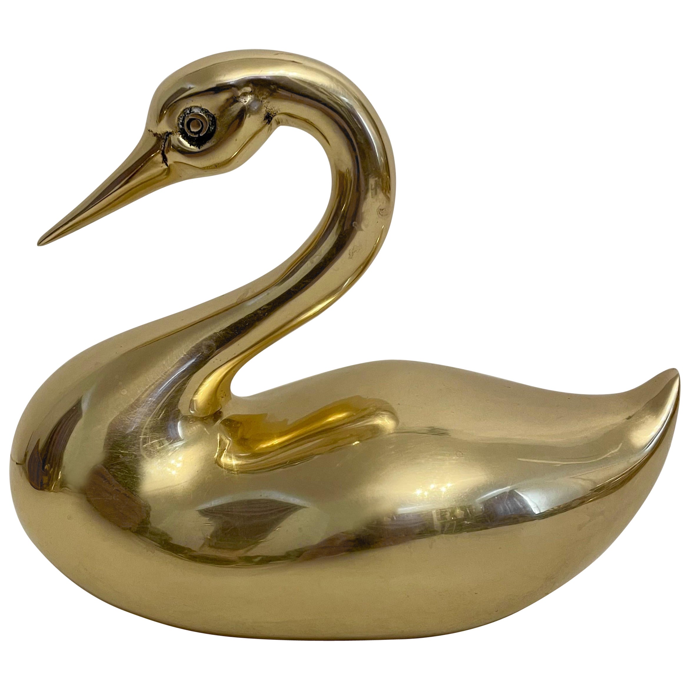 Dolbi Cashier Large Brass Swan Sculpture