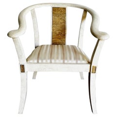 Ming Style Tessellated Stone Arm Chair With Brass Inlay - Mainland Smith Style