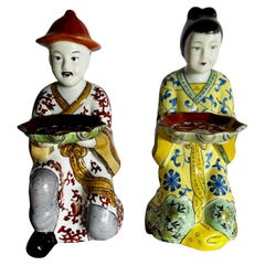Vintage Chinese Porcelain Imperial Servant Sculptures - Set of 2