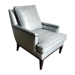 Sedia da salotto moderna in pelle blu/argento di Hickory