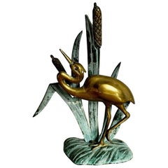 Escultura vintage de latón Garza/Egreta