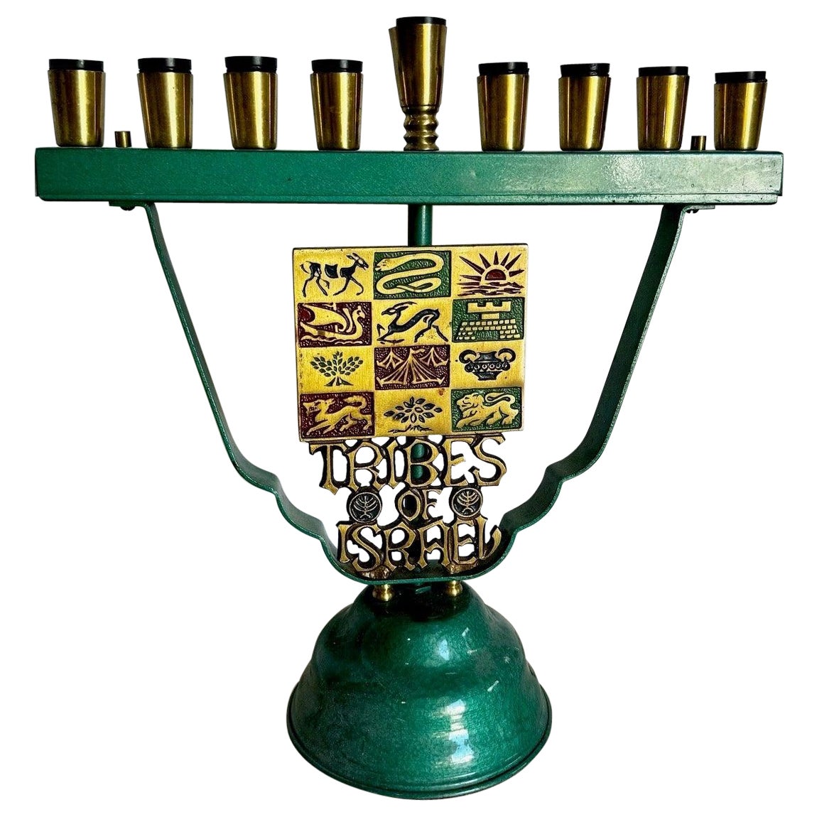 Vintage Israeli Stämme Israels Menorah/Chanukia Lampe