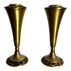 Portacandele Shabbat israeliani d'epoca in ottone - una coppia