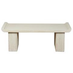 White Washed Combed Bench or Cocktail Table by Paul Frankl for Brown Saltman