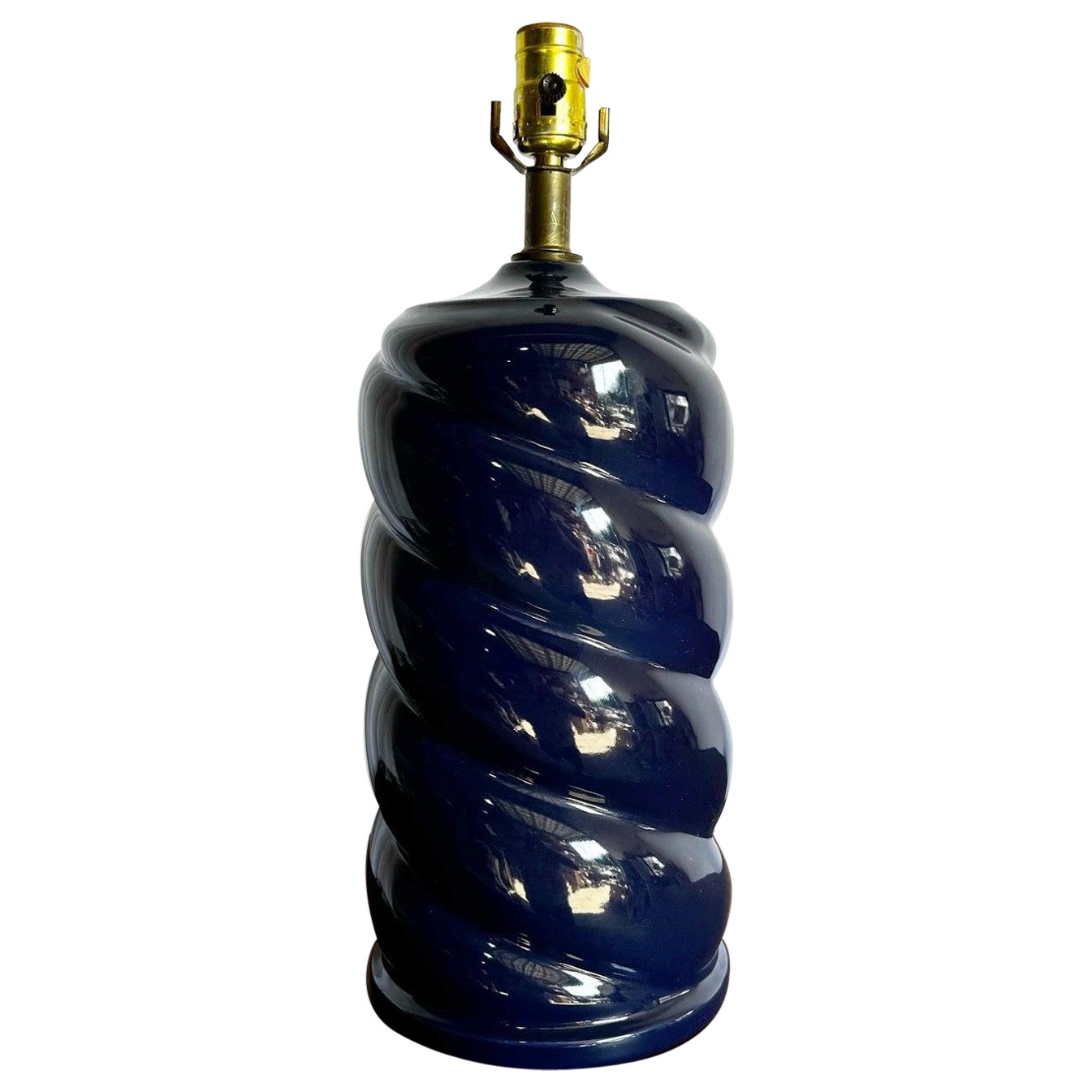 Postmodern Glossy Blue Swirl Table Lamp