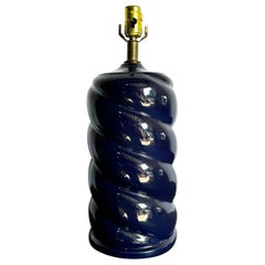 Postmodern Glossy Blue Swirl Table Lamp