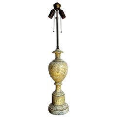 Antique Italian Polished Alabaster Table Lamp