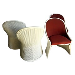 Boho Chic Pencil Reed Upholstered Dining Chairs - Set of 4