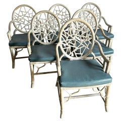 McGuire Style “Cracked Ice” Rattan Dining Chairs - Set of 6