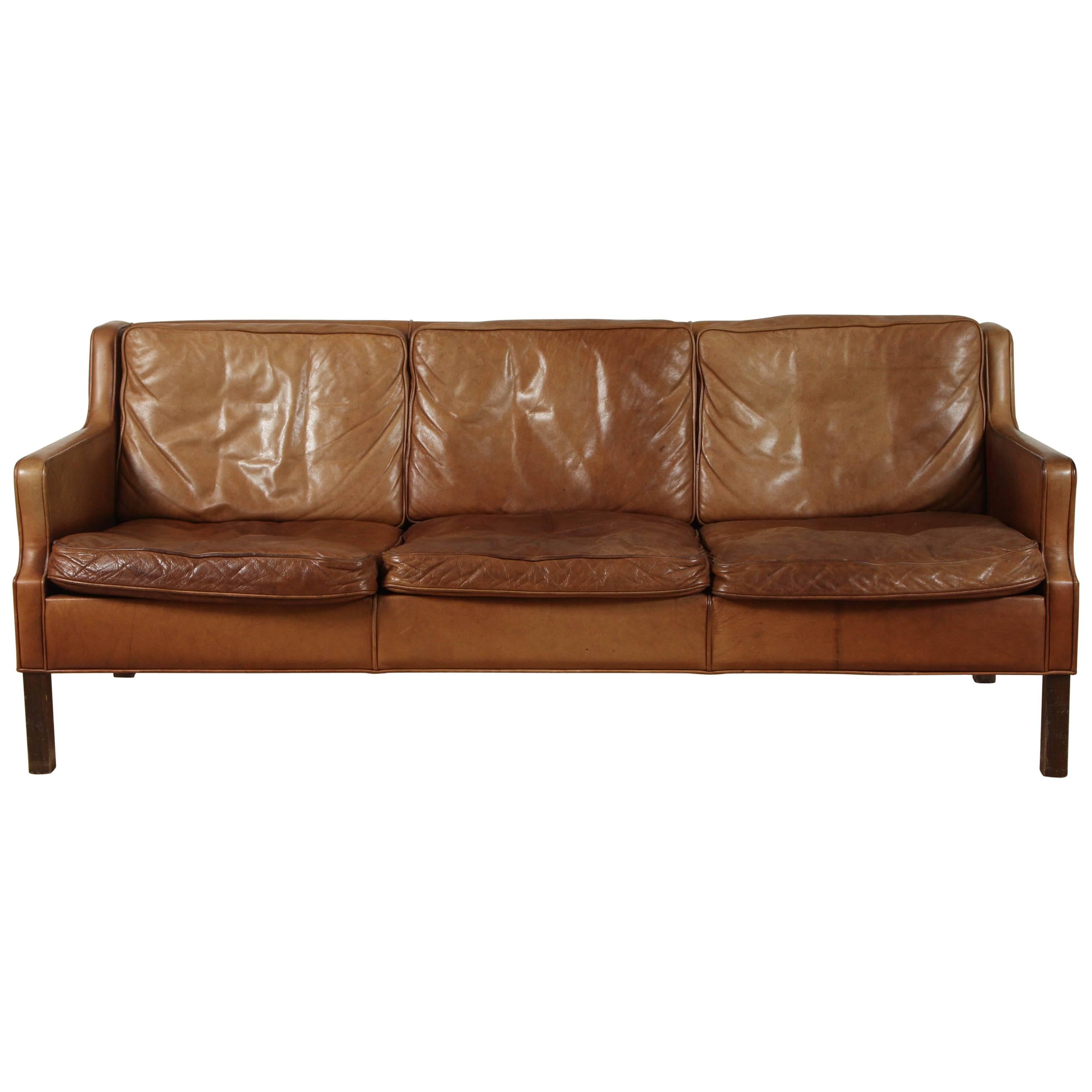 Saddle Leather Sofa by Børge Mogensen
