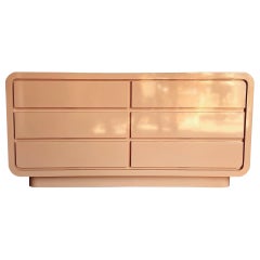 Postmodern Pink Lacquer Laminate Waterfall Dresser