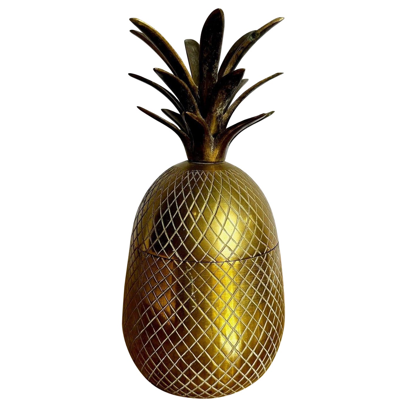 Vintage Boho Sold Brass Pineapple Container