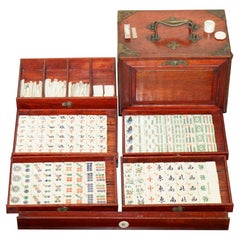 FOUR PERSON ANTIQUE MAHJONG SUITE CIRCA 1920's CHINESE EXPORT PERIOD WITH STAND
