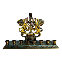 Israelische Messinglöwen aus Juda Menorah/Chanukia